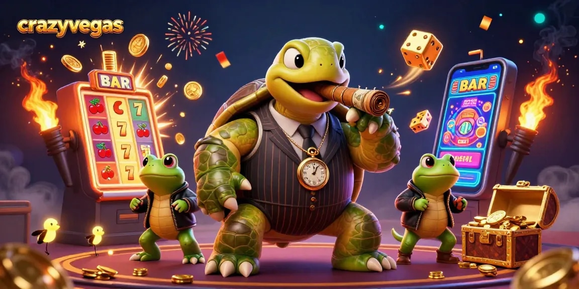 Experience excitement at crazyvegas in this dynamic 3D casino scene filled with jackpots and game action.